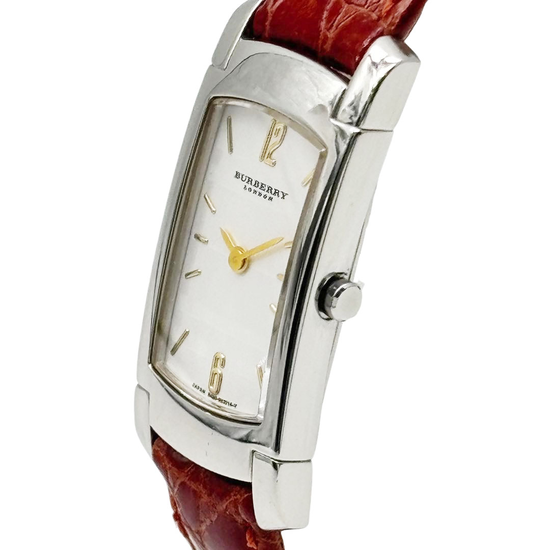 BURBERRY バーバリー レディース腕時計 レクタンギュラー QZ SS/革ベルト シルバー/ブラウン系 5420-H30709