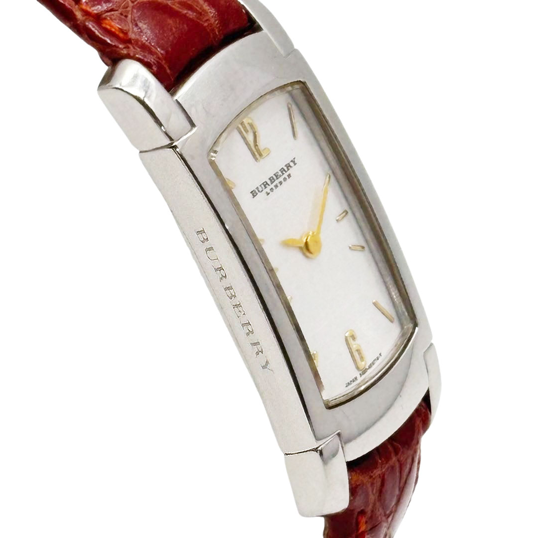 BURBERRY バーバリー レディース腕時計 レクタンギュラー QZ SS/革ベルト シルバー/ブラウン系 5420-H30709