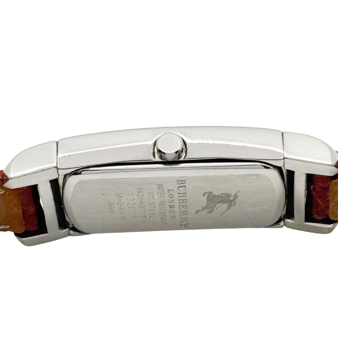 BURBERRY バーバリー レディース腕時計 レクタンギュラー QZ SS/革ベルト シルバー/ブラウン系 5420-H30709