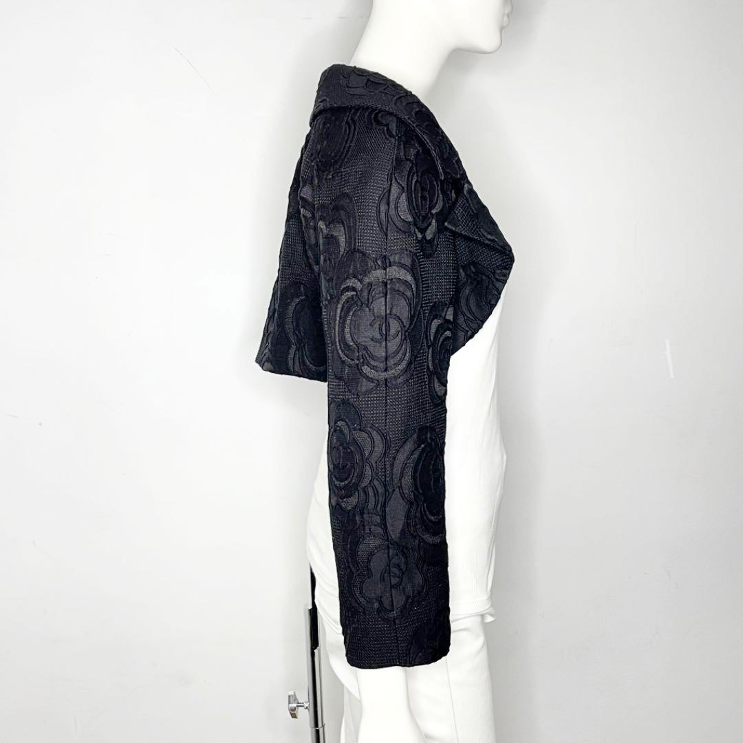 CHANEL シャネル ボレロ カメリア コットン シルク 38 ブラック 09C