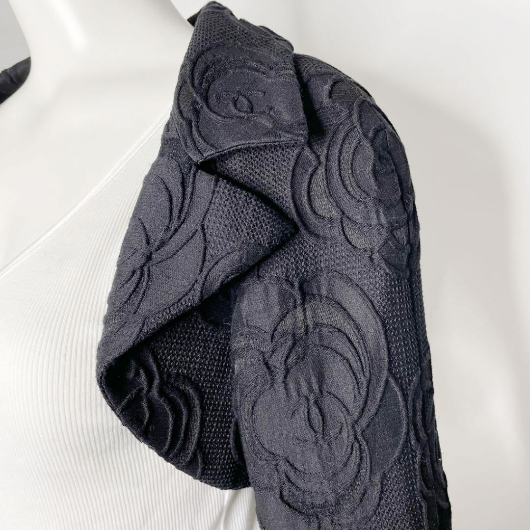 CHANEL シャネル ボレロ カメリア コットン シルク 38 ブラック 09C