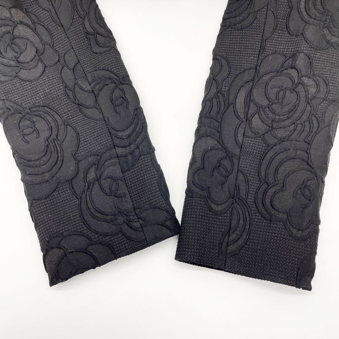 CHANEL シャネル ボレロ カメリア コットン シルク 38 ブラック 09C