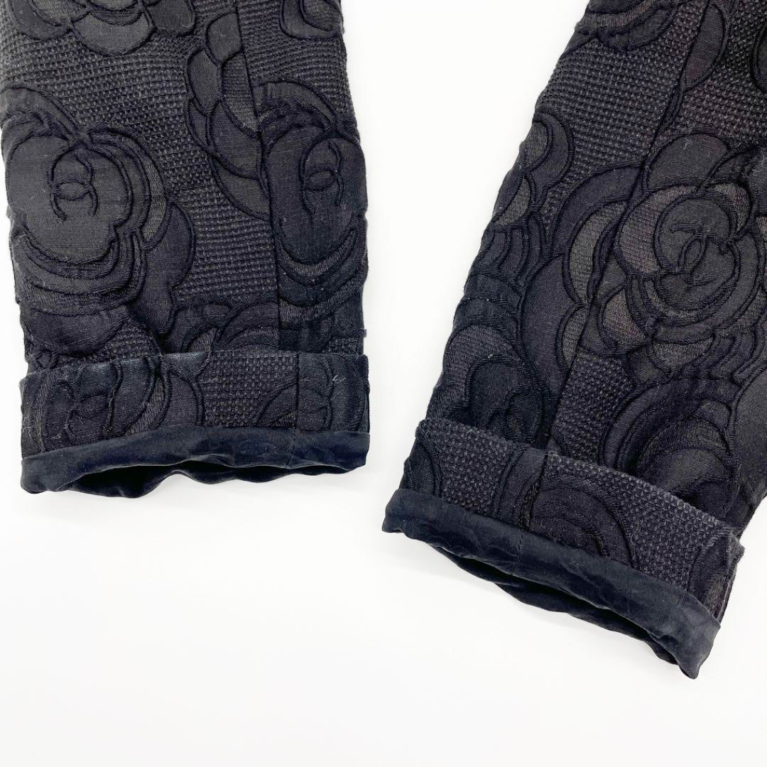 CHANEL シャネル ボレロ カメリア コットン シルク 38 ブラック 09C