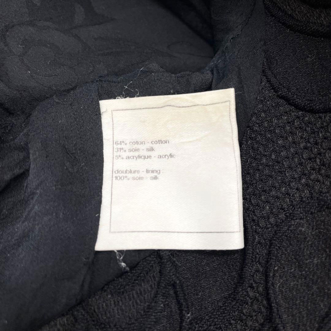 CHANEL シャネル ボレロ カメリア コットン シルク 38 ブラック 09C