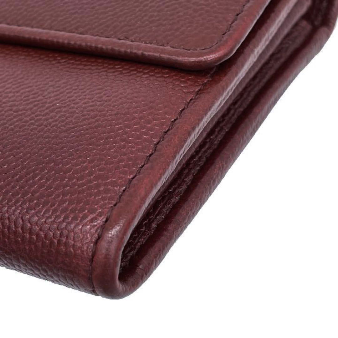 CHANEL シャネル 二つ折り長財布 キャビアスキン ココマーク ボルドー シルバー金具 18番台