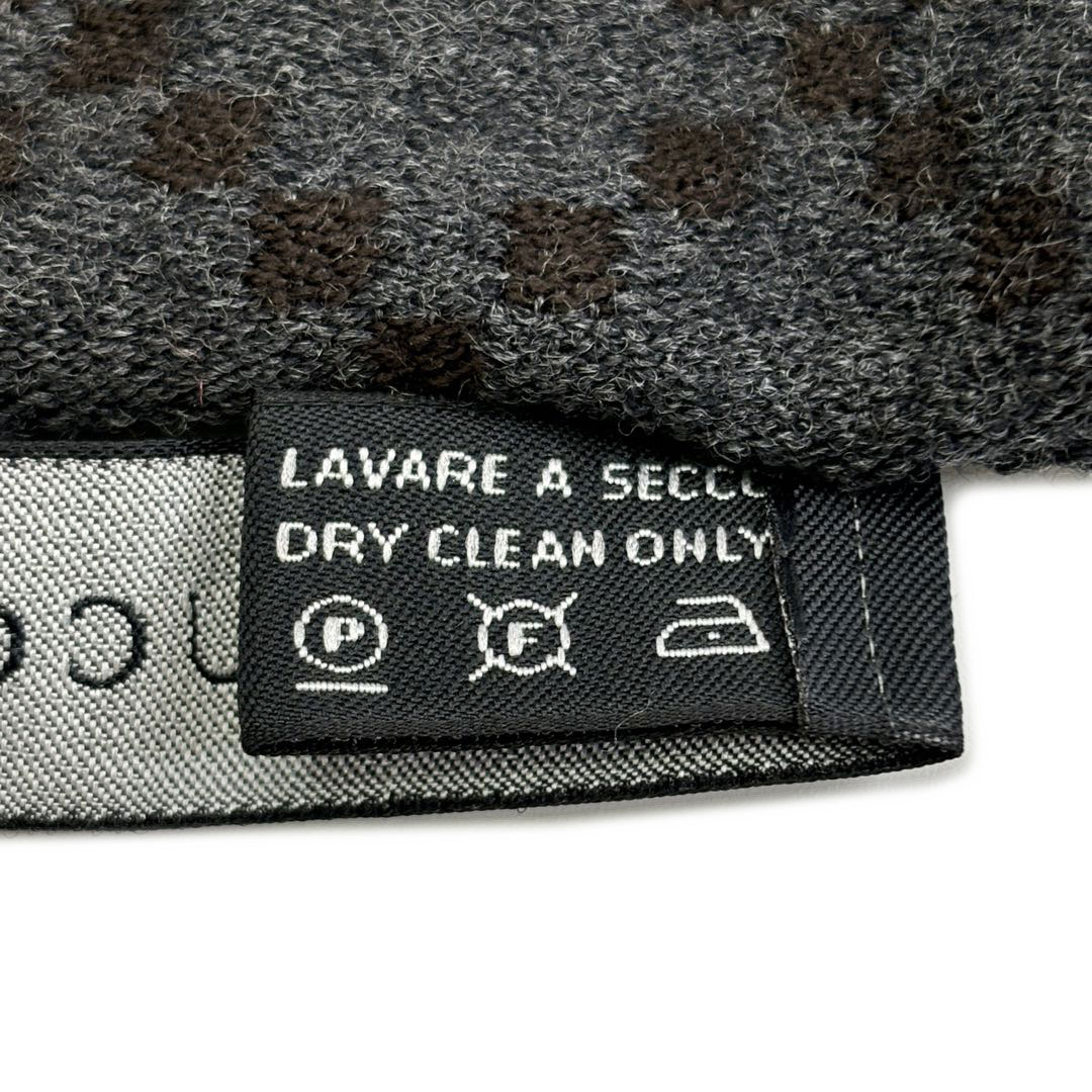 GUCCI グッチ マフラー ディアマンテ柄 ウール/シルク ブラウン/グレー イタリア製