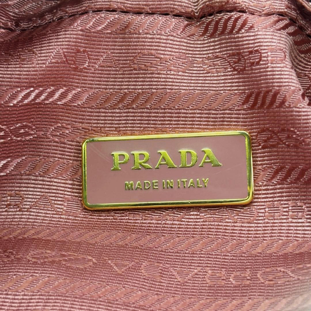 PRADA プラダ リボン ミニショルダーバッグ ナイロン ブラック/ゴールド金具