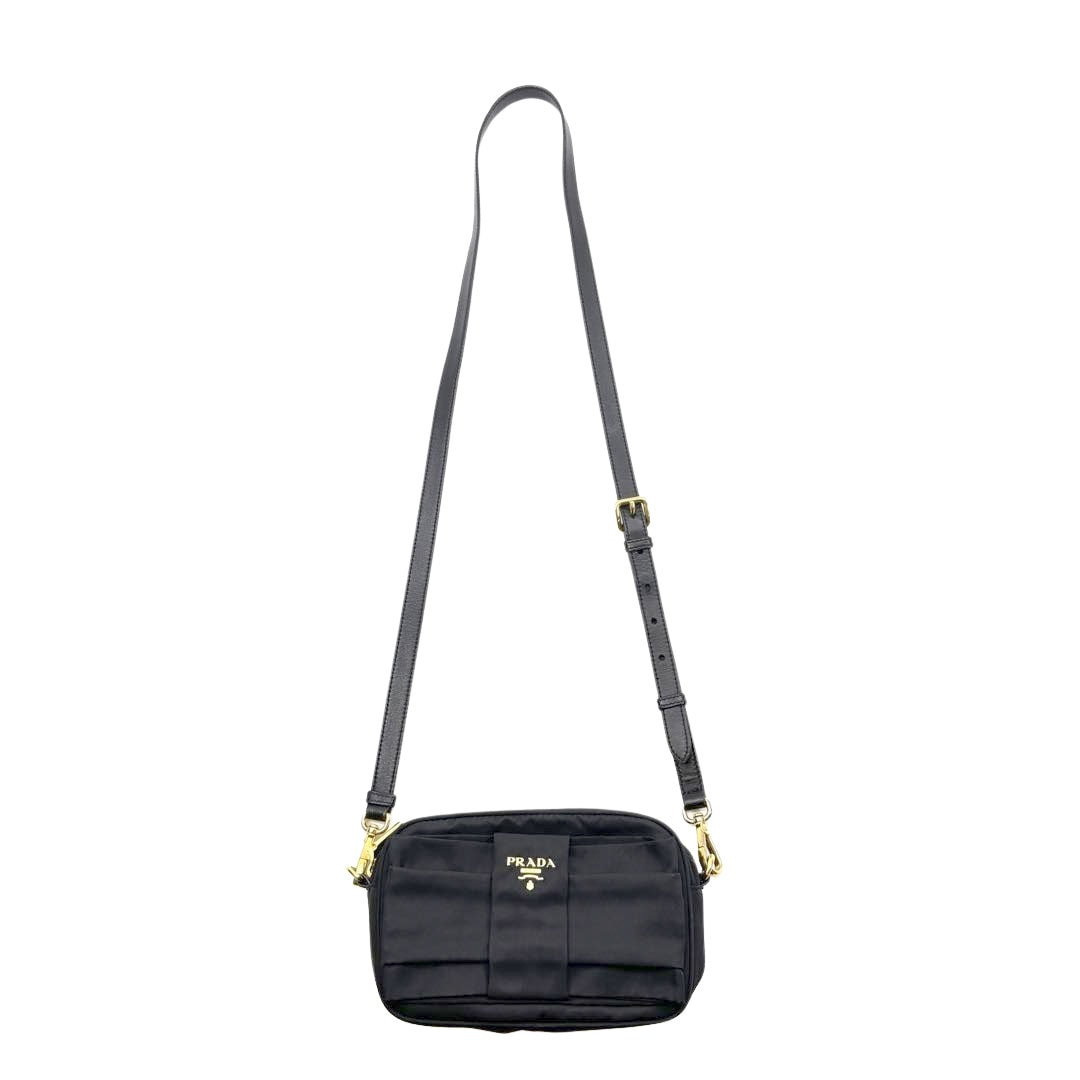 PRADA プラダ リボン ミニショルダーバッグ ナイロン ブラック