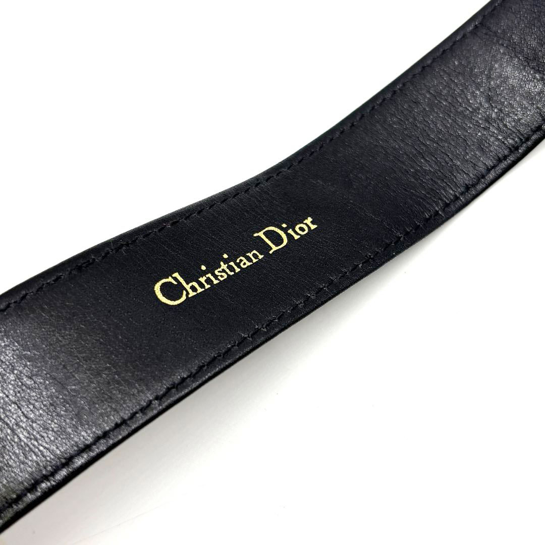 Christian Dior クリスチャンディオール ヴィンテージベルト CDロゴバックル トロッター キャンバス/レザー ブラック/ベージュ系/ゴールド