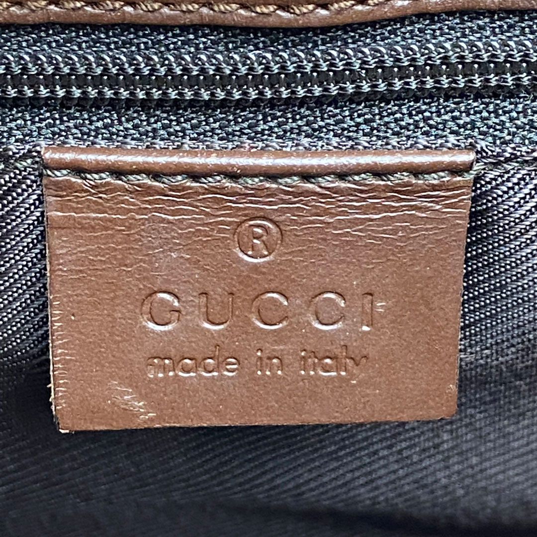 GUCCI グッチ ジャッキー ショルダーバッグ キャンバス レザー ブラウン