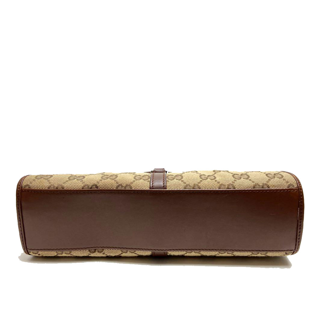GUCCI グッチ ジャッキー ショルダーバッグ キャンバス レザー ブラウン