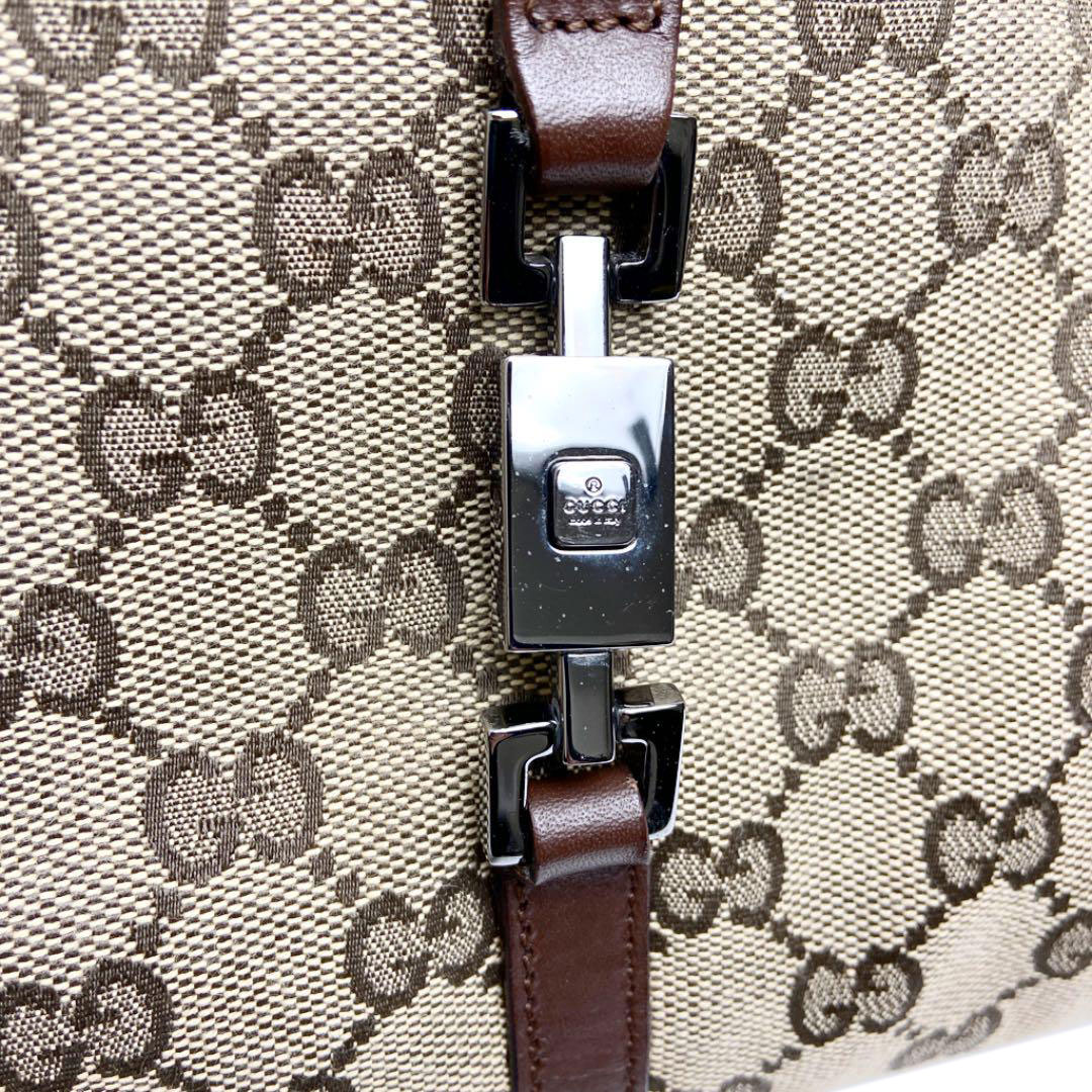 GUCCI グッチ ジャッキー ショルダーバッグ キャンバス レザー ブラウン