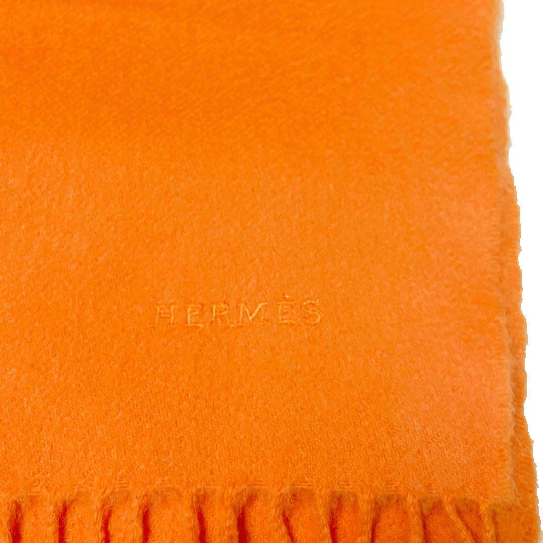 HERMES エルメス マフラー カシミヤ100％ オレンジ