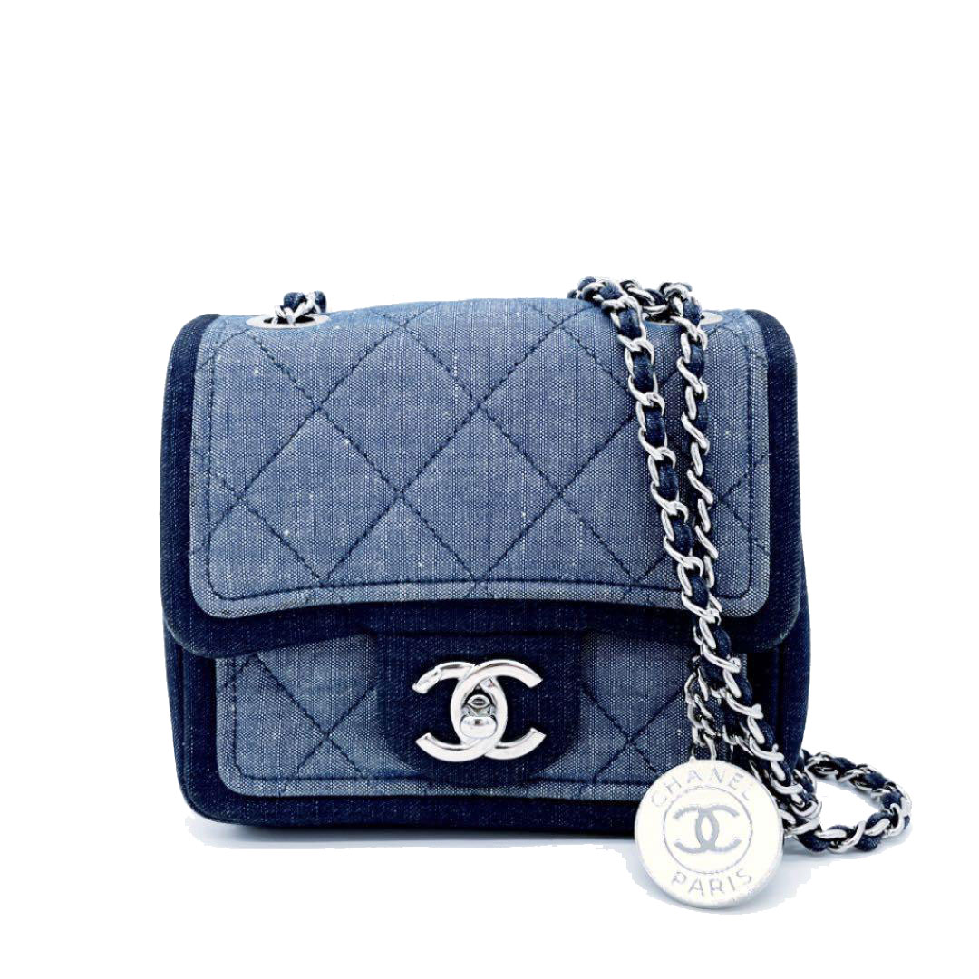 CHANEL シャネル チェーン マトラッセ ショルダー デニム バイカラー