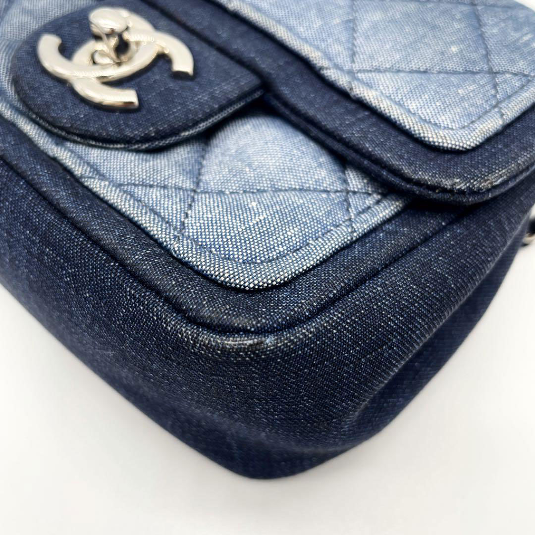 シャネル ブルー デニム バックチャーム コインパース シャネル CHANEL CHANEL22 ミニハンドバッグ AS3980 ブルー
