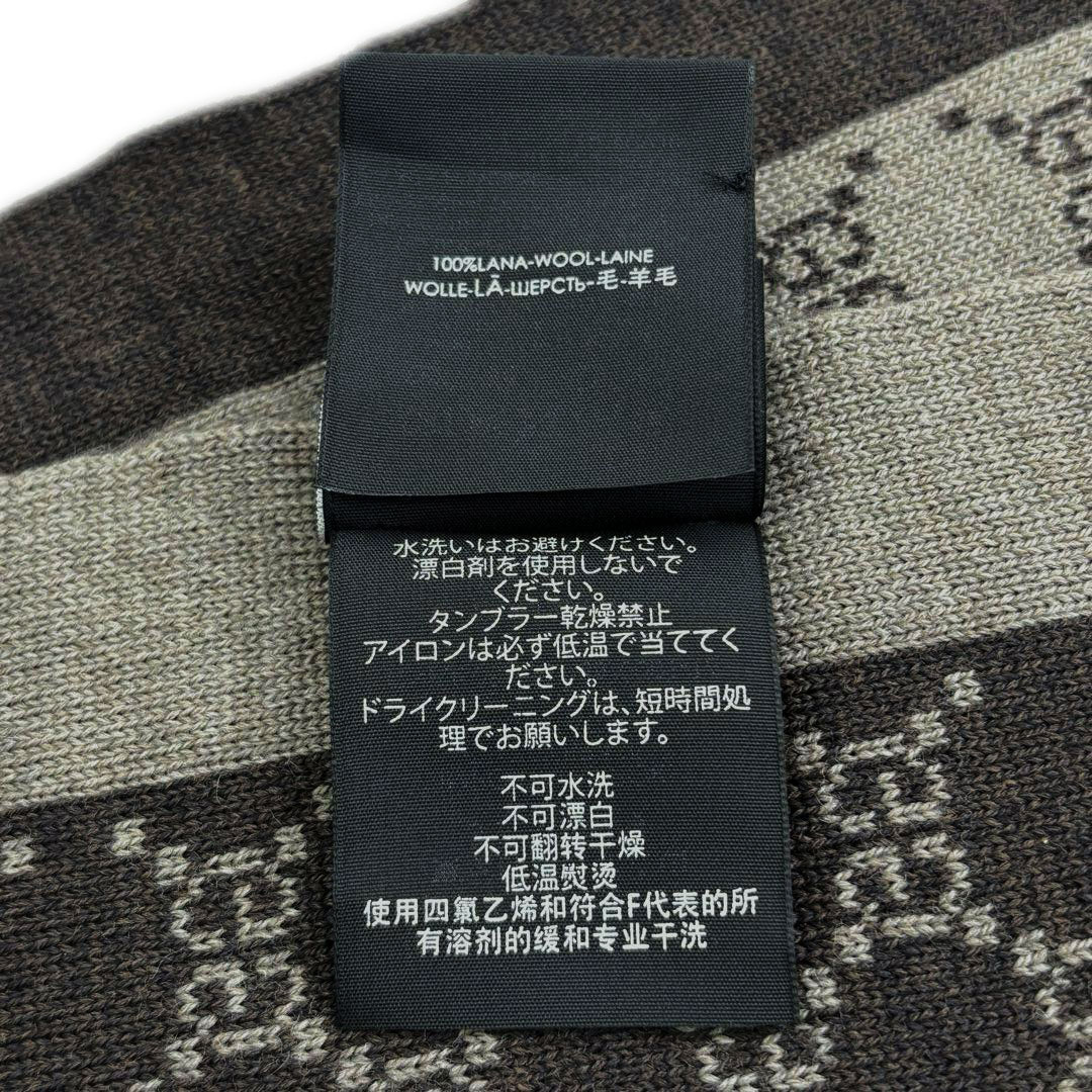 GUCCI グッチ マフラー GG柄 ウール100％ ライトブラウン/ブラウン イタリア製