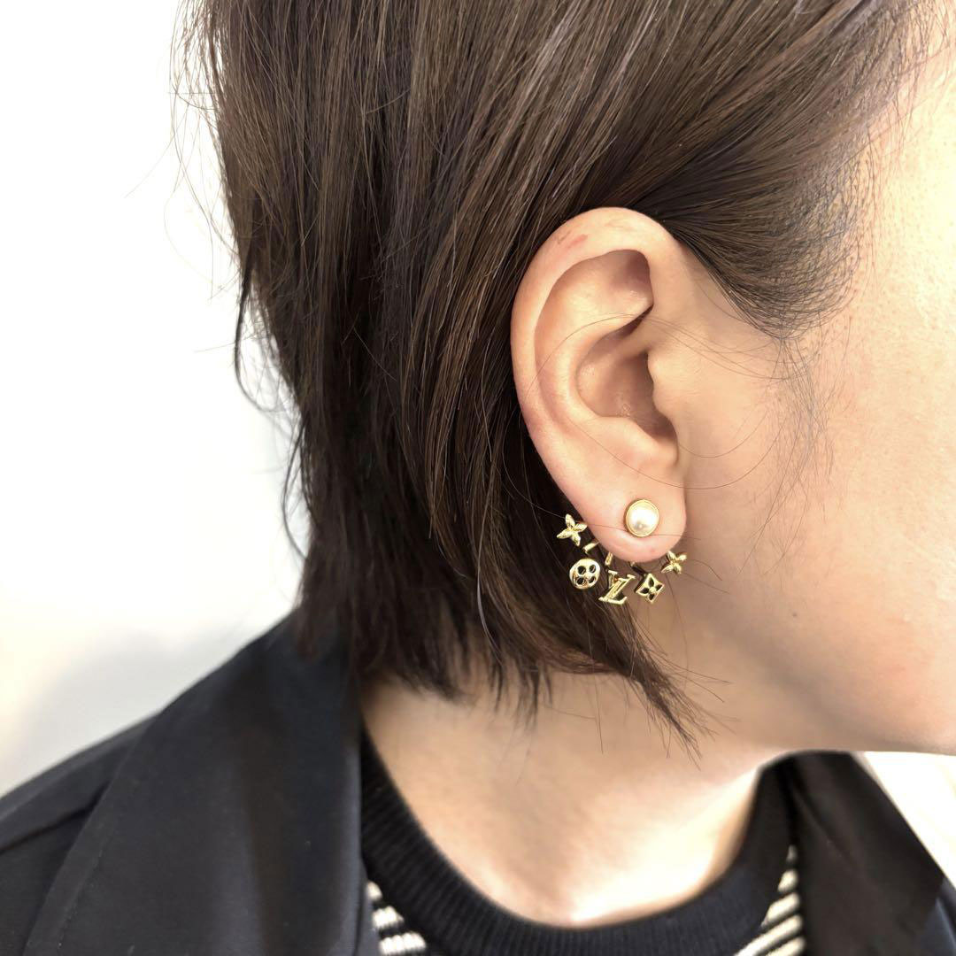LOUIS VUITTON ルイヴィトン ピアス クルーザー フェイクパール ゴールド M00601