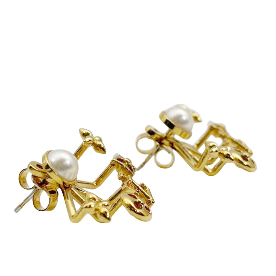 LOUIS VUITTON ルイヴィトン ピアス クルーザー フェイクパール ゴールド M00601