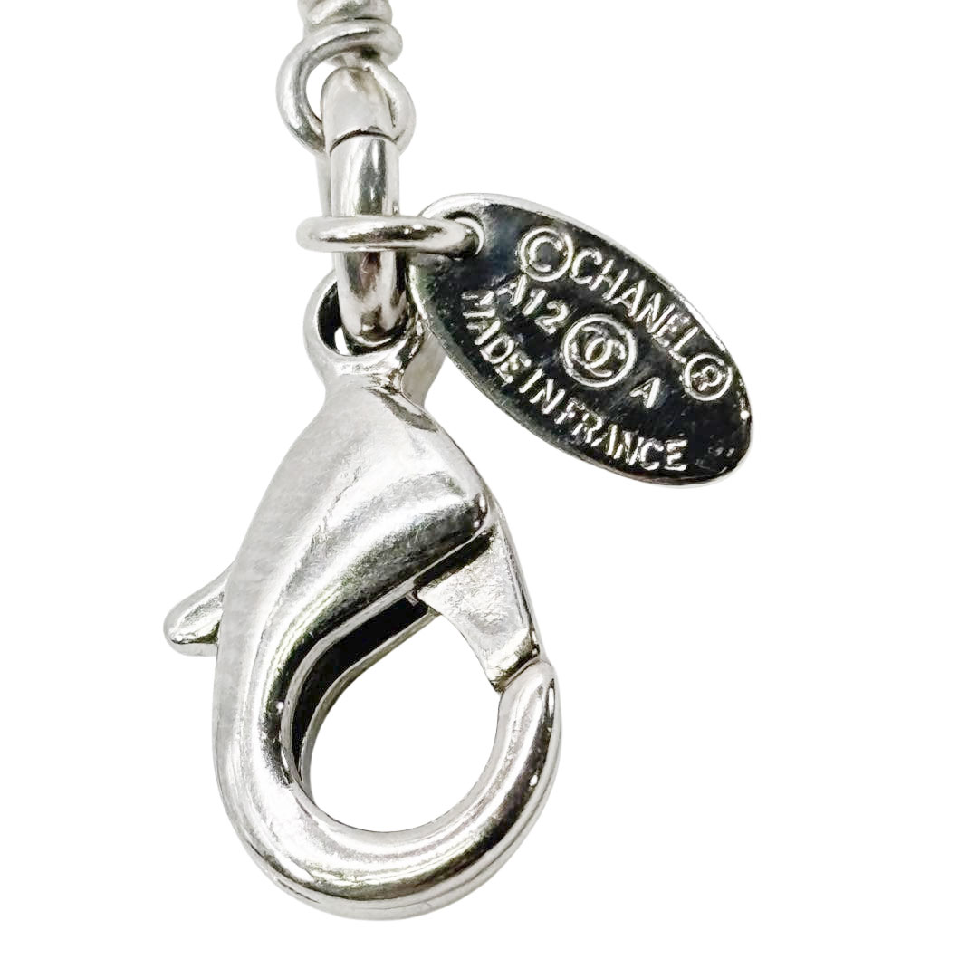CHANEL シャネル ロングネックレス ココマーク A12A フェイクパール/ラインストーン シルバー