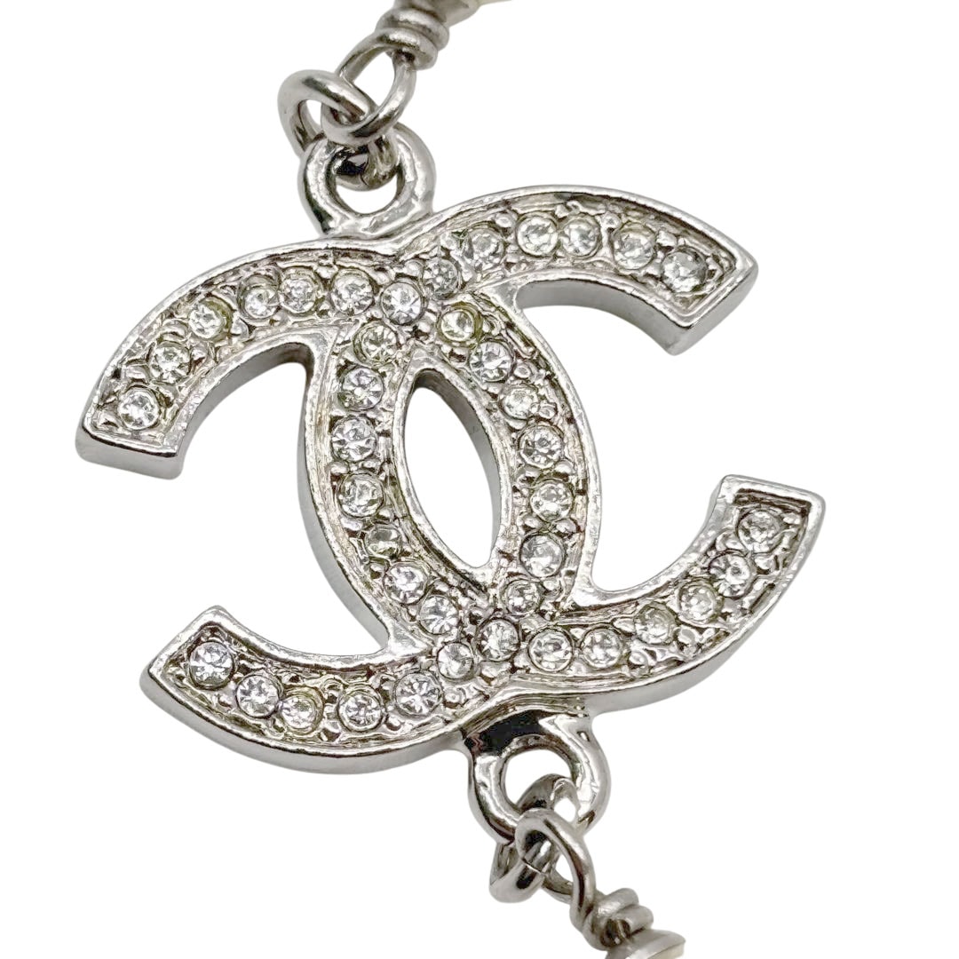 CHANEL シャネル ロングネックレス ココマーク A12A フェイクパール/ラインストーン シルバー