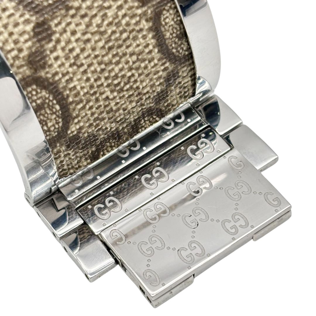 GUCCI グッチ レディース腕時計 トワール バングルウォッチ 112 QZ GGスプリーム/SS ブラウン系/シルバー
