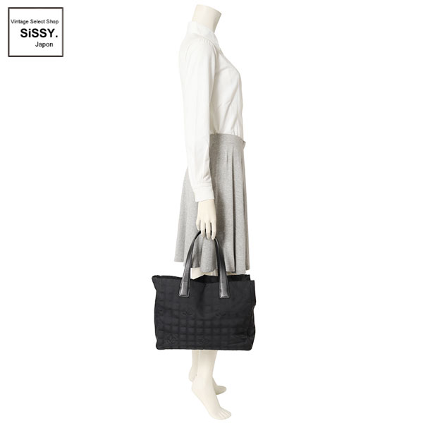 ■シャネル■ ニュートラベルラインMM トートバッグ ナイロンキャンバス レザー ブラック  【CHANEL】