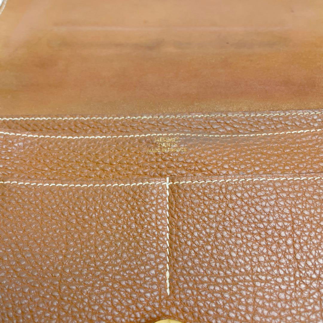 HERMES エルメス ドゴンGM 二つ折り長財布 トゴ ゴールド ゴールド金具 □M刻印（2009年頃製造）