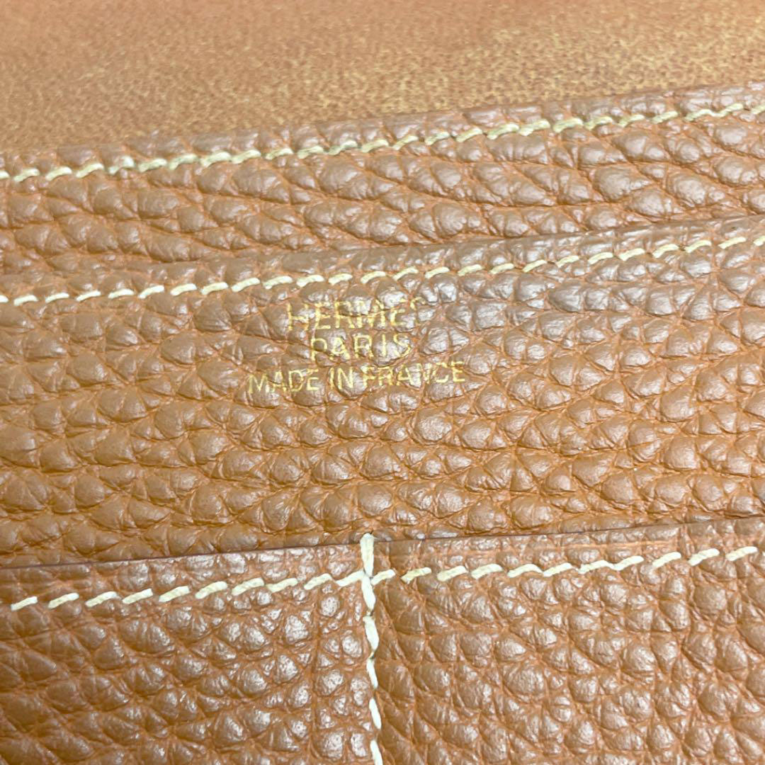HERMES エルメス ドゴンGM 二つ折り長財布 トゴ ゴールド ゴールド金具 □M刻印（2009年頃製造）