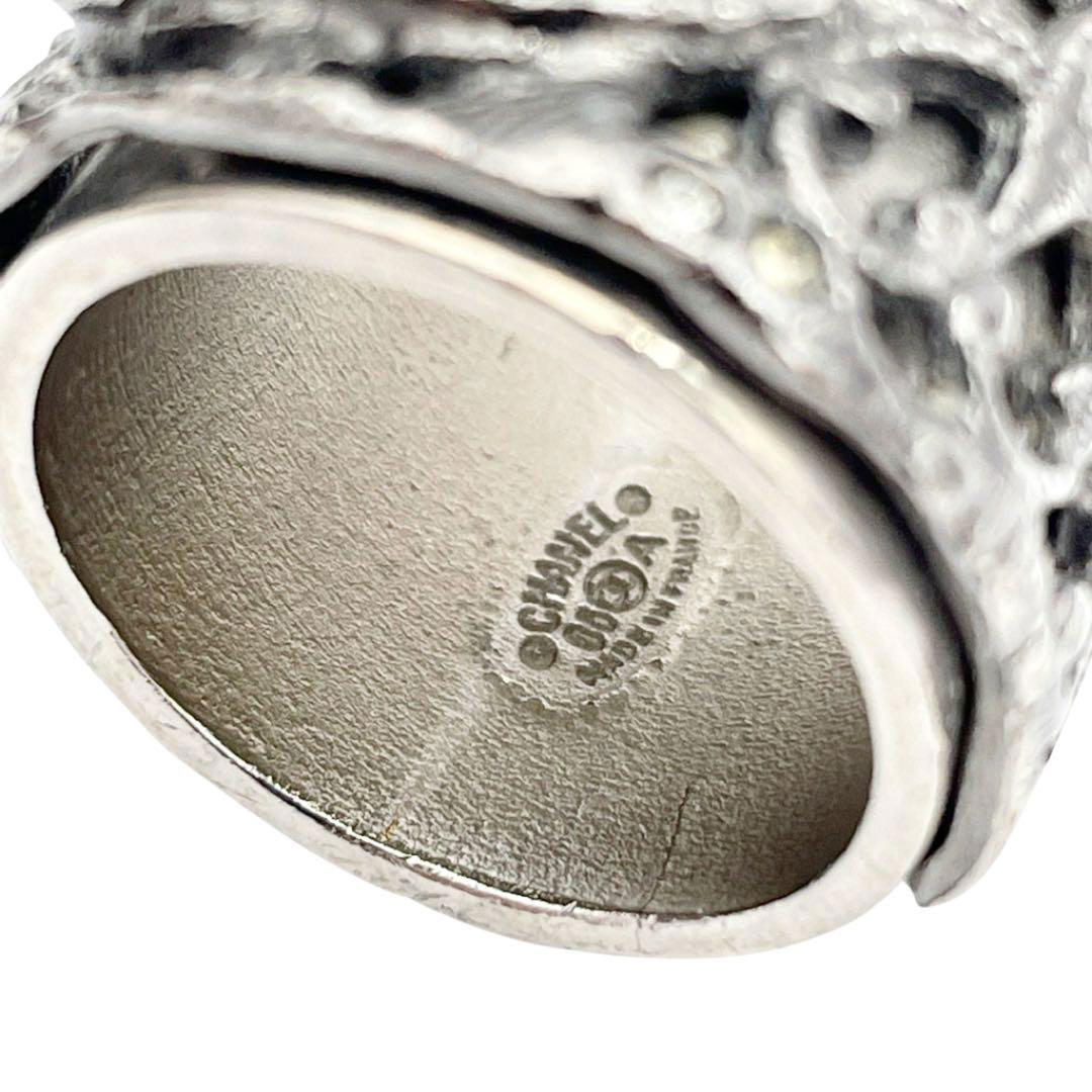 CHANEL シャネル リング 指輪 ココマーク ラインストーン シルバー 06A 約13号