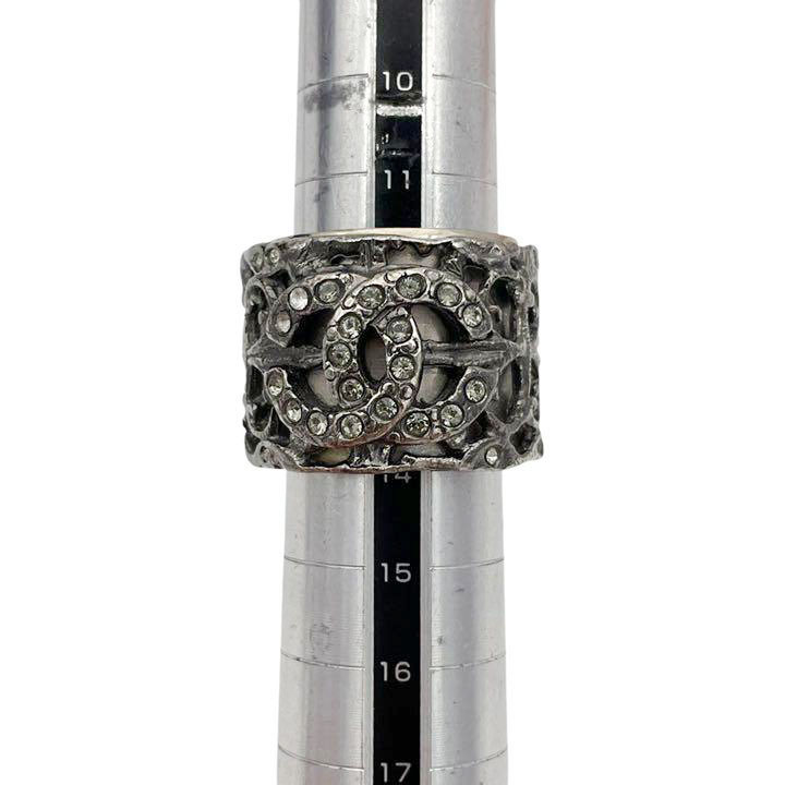 CHANEL シャネル リング 指輪 ココマーク ラインストーン シルバー 06A 約13号