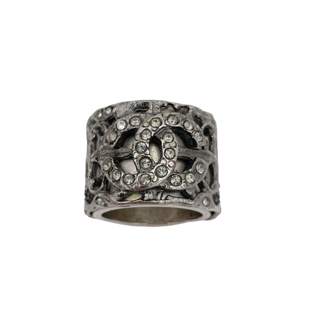 CHANEL シャネル リング 指輪 ココマーク ラインストーン シルバー 06A 約13号