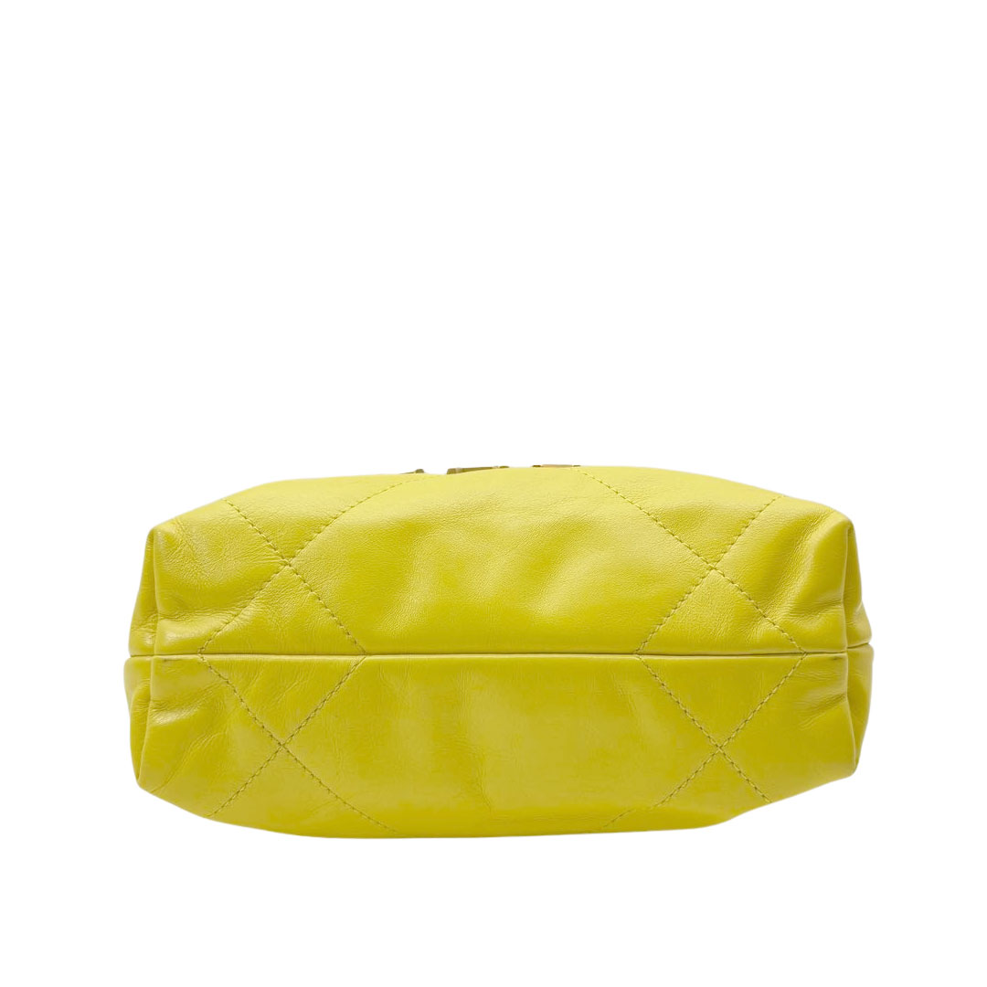 CHANEL シャネル CHANEL22 ミニ ハンドバッグ ショルダーバッグ シャイニーカーフスキン ライム/マットゴールド金具 AS3980