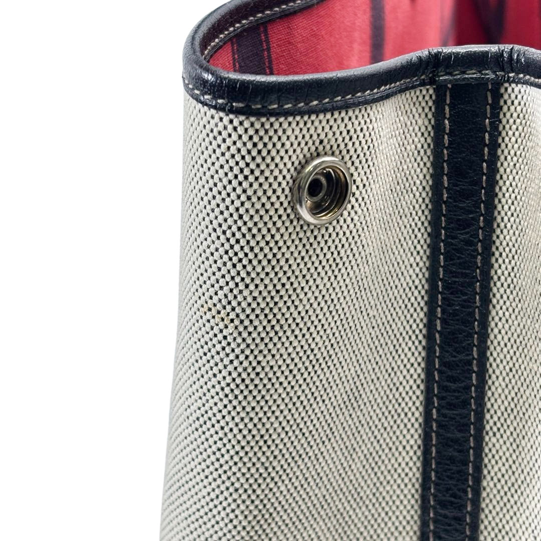 HERMES エルメス トートバッグ ガーデンパーティ PM ボルデュック リボン柄 トワルアッシュ グレー 2006年 クリスマス限定