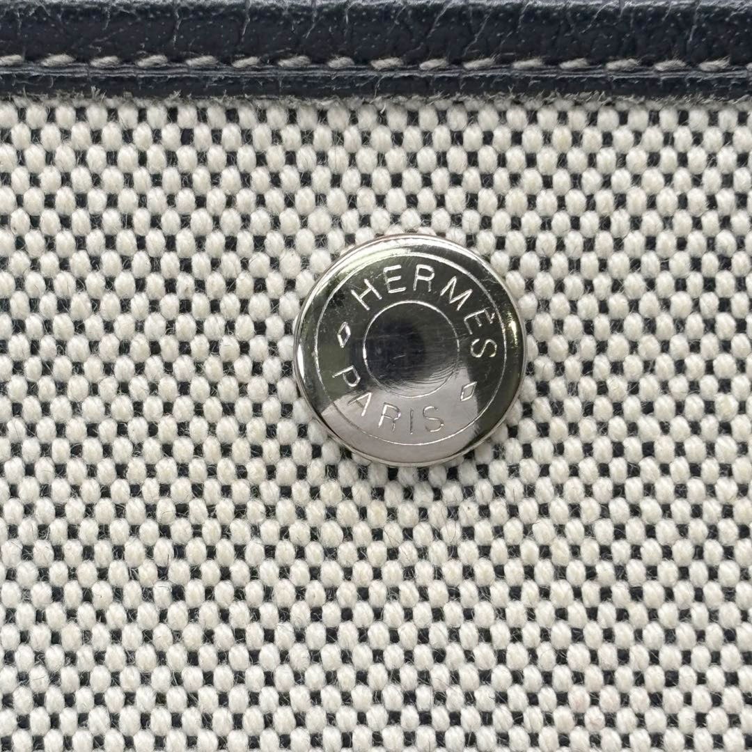 HERMES エルメス トートバッグ ガーデンパーティ PM ボルデュック リボン柄 トワルアッシュ グレー 2006年 クリスマス限定