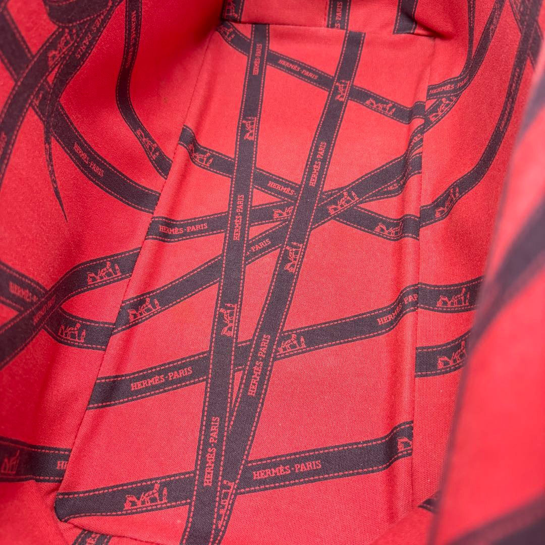 HERMES エルメス トートバッグ ガーデンパーティ PM ボルデュック リボン柄 トワルアッシュ グレー 2006年 クリスマス限定