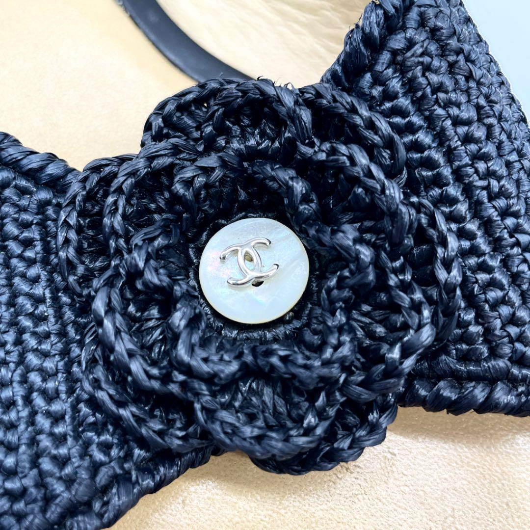 CHANEL シャネル サンダル ストロー ブラック 38 レディース ...