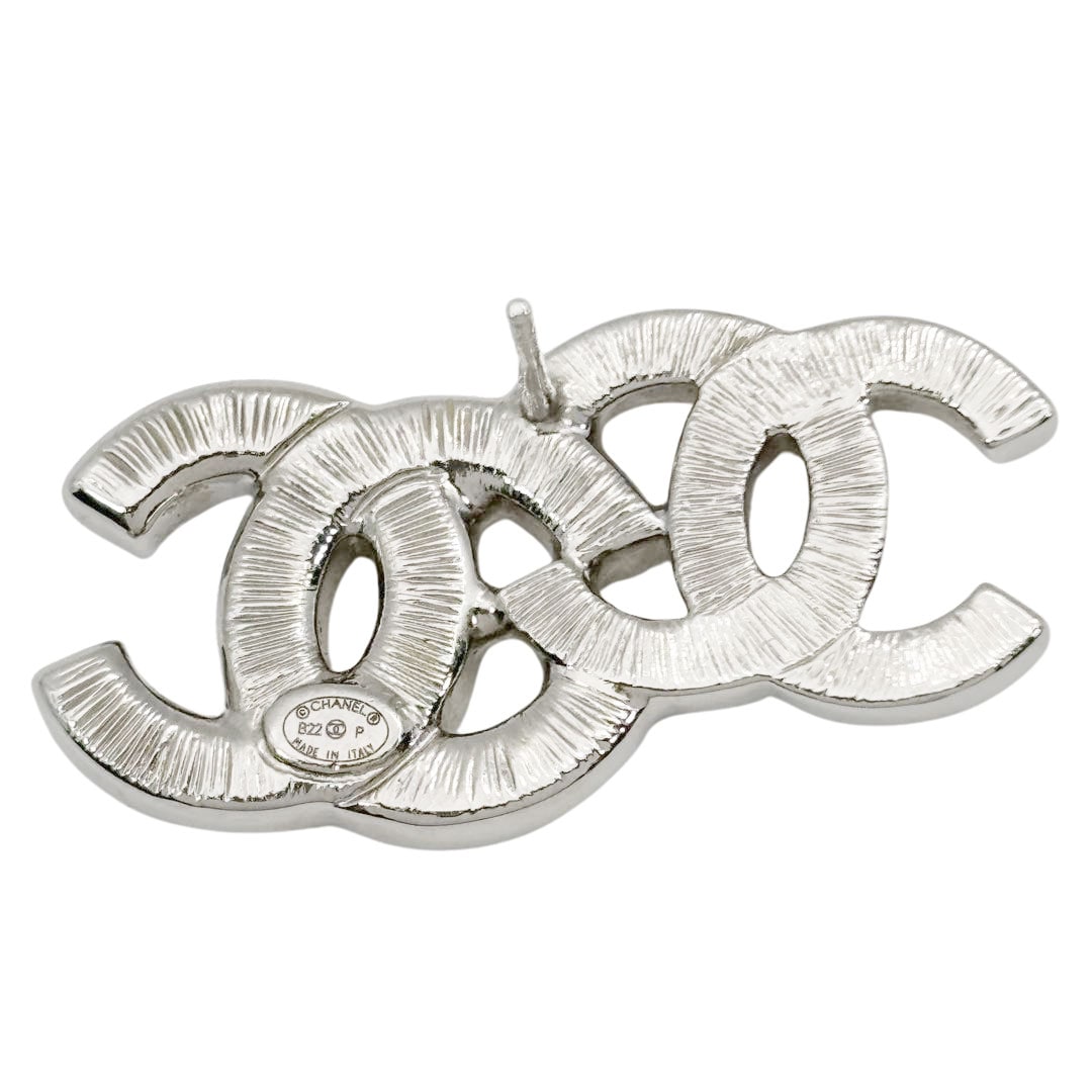 CHANEL シャネル アシンメトリーピアス ココマーク ラインストーン B22P シルバー