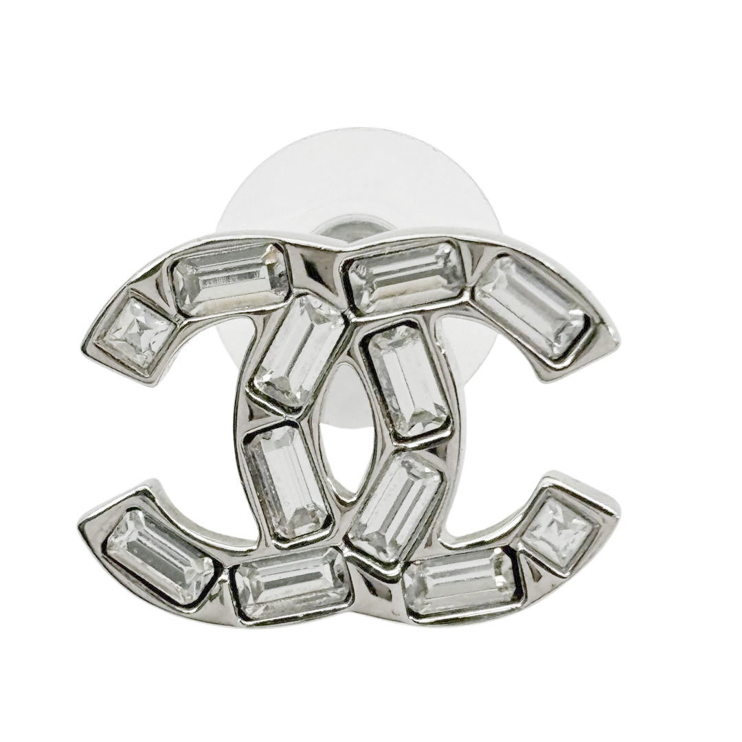 CHANEL シャネル アシンメトリーピアス ココマーク ラインストーン B22P シルバー