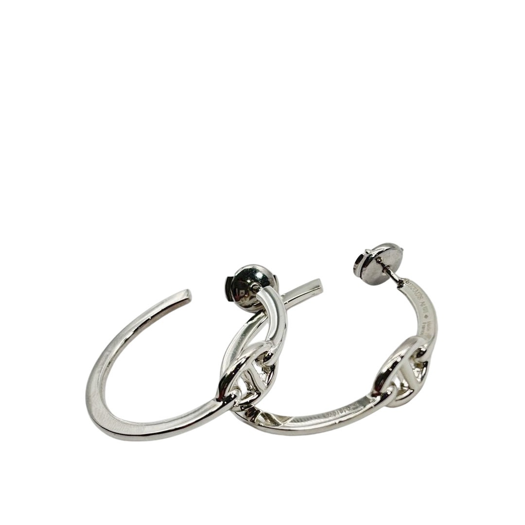 HERMES エルメス ピアス クレオール シェーヌダンクル アンシェネPM Ag925 シルバー