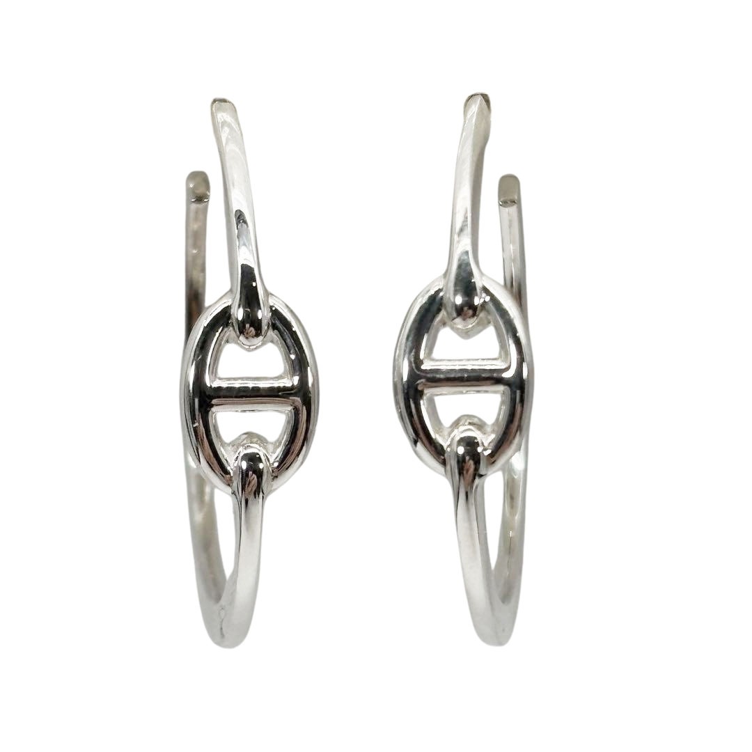 HERMES エルメス ピアス クレオール シェーヌダンクル アンシェネPM Ag925 シルバー