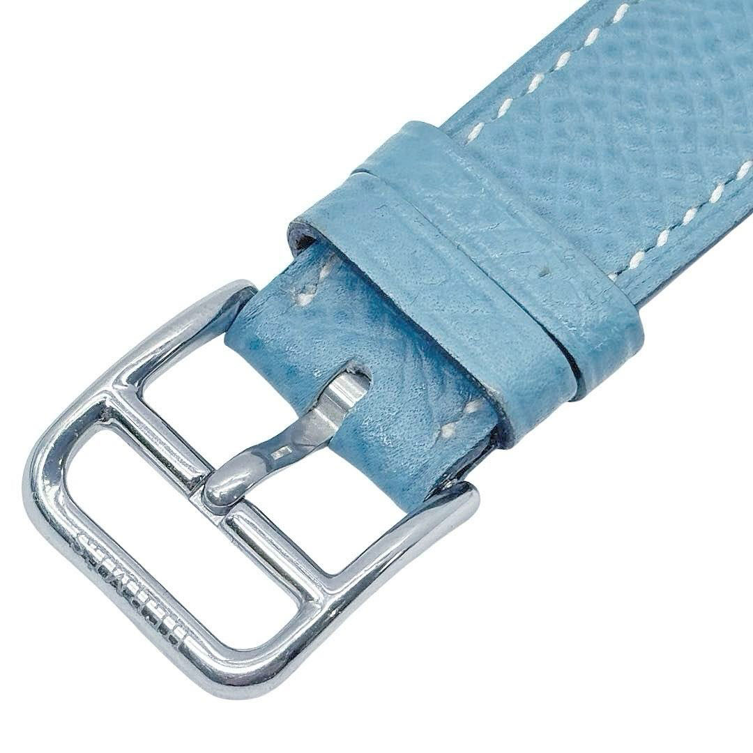 HERMES エルメス レディース腕時計 Hウォッチ QZ SS/革 シルバー/ブルージーン 青文字盤 HH1.210 □E刻印