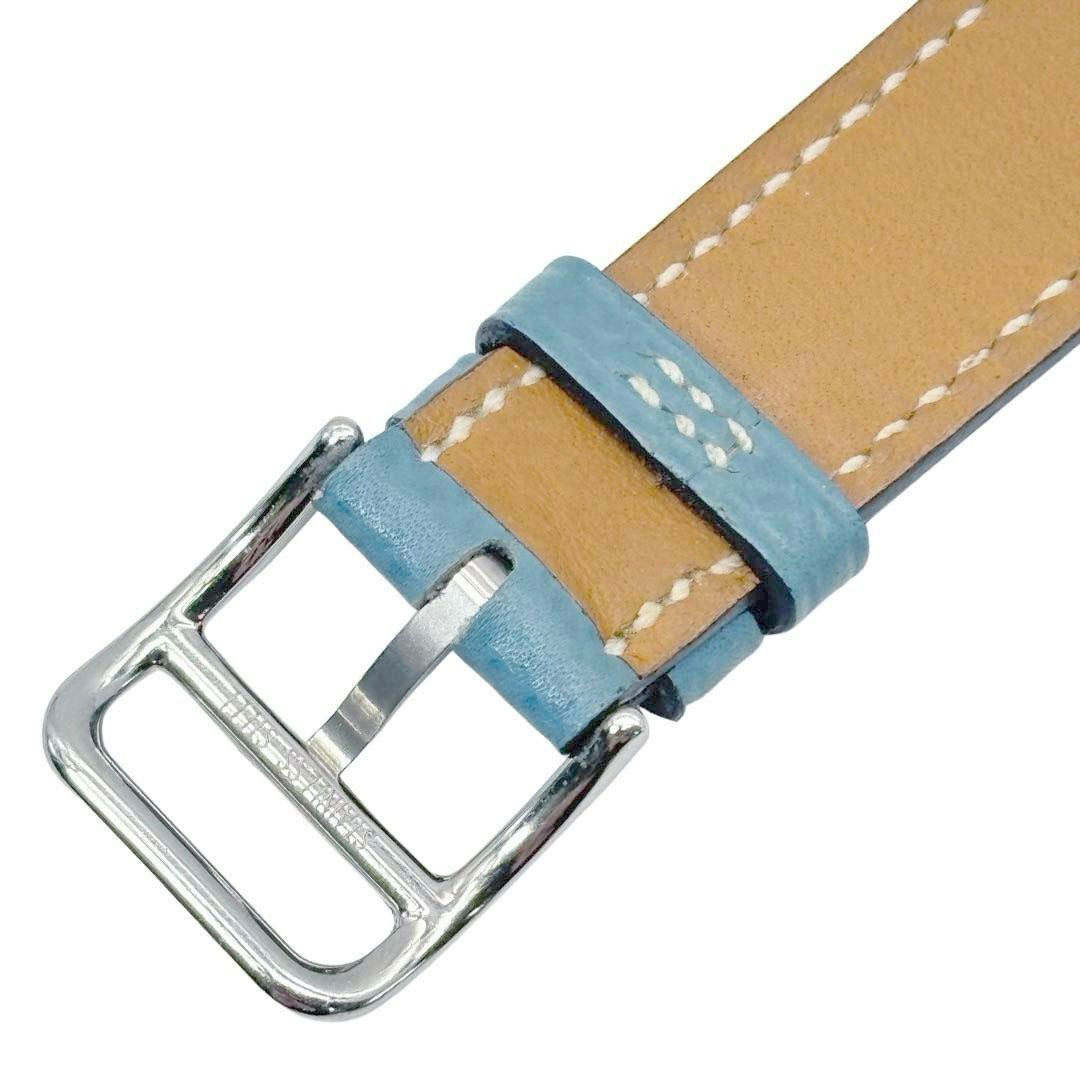 HERMES エルメス レディース腕時計 Hウォッチ QZ SS/革 シルバー/ブルージーン 青文字盤 HH1.210 □E刻印
