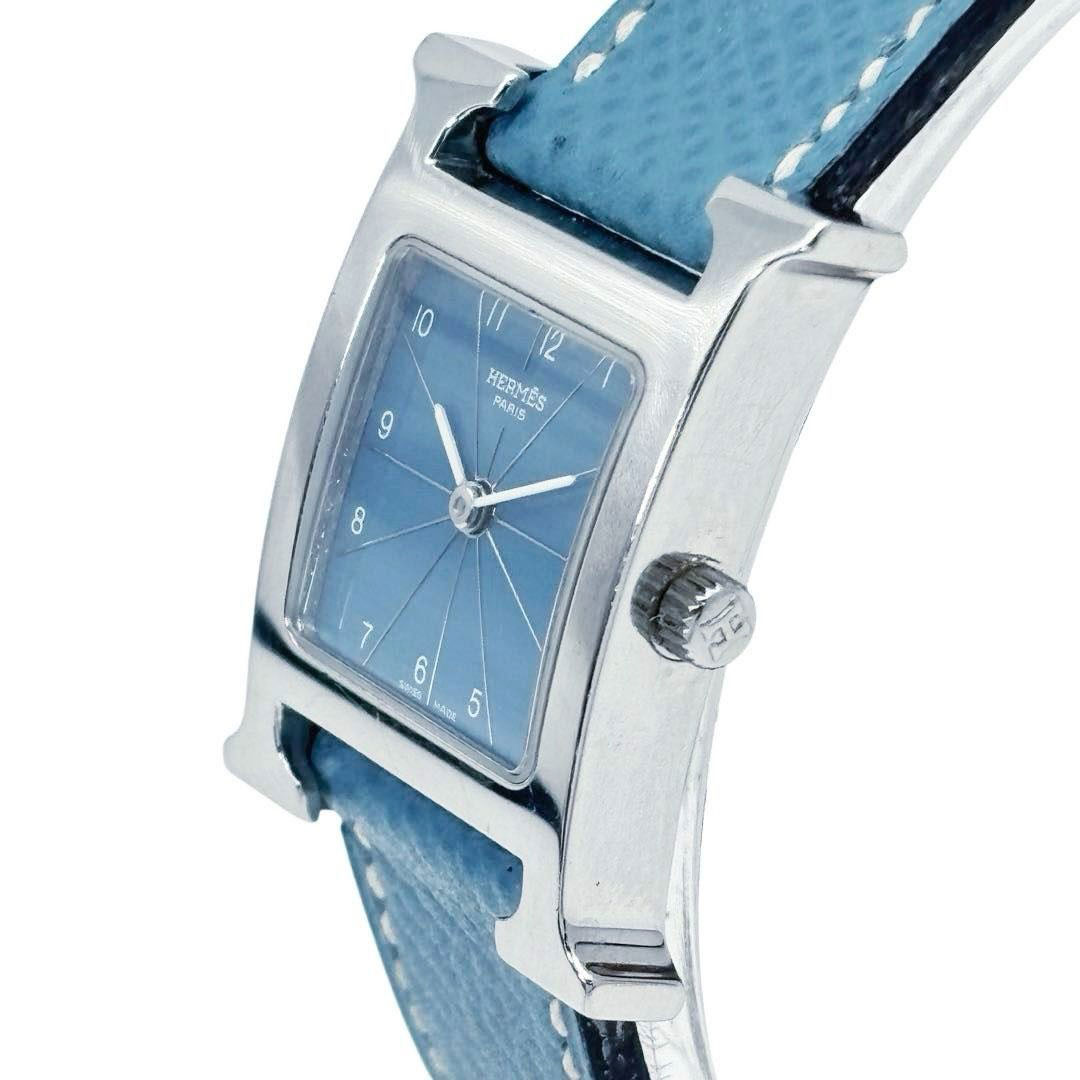 HERMES エルメス レディース腕時計 Hウォッチ QZ SS/革 シルバー/ブルージーン 青文字盤 HH1.210 □E刻印
