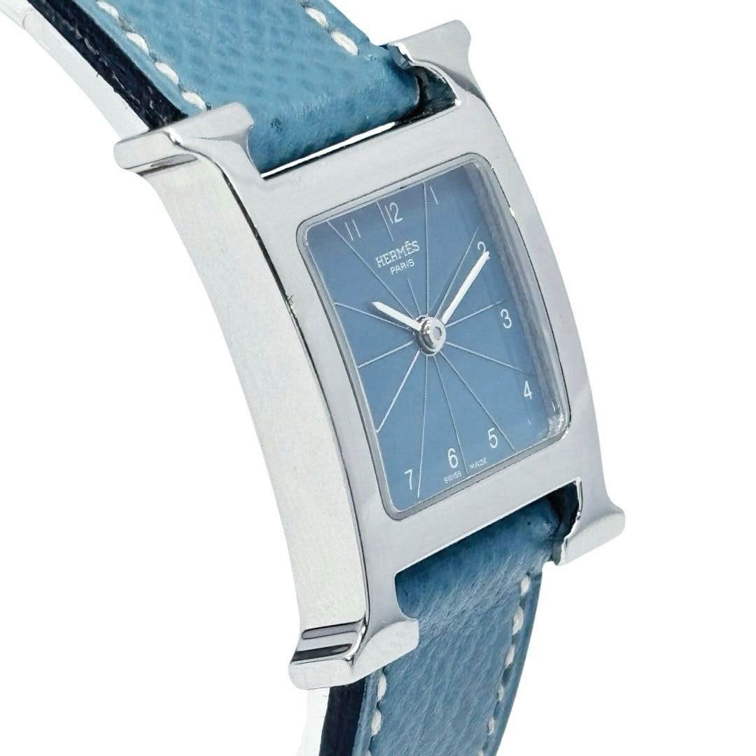 HERMES エルメス レディース腕時計 Hウォッチ QZ SS/革 シルバー/ブルージーン 青文字盤 HH1.210 □E刻印