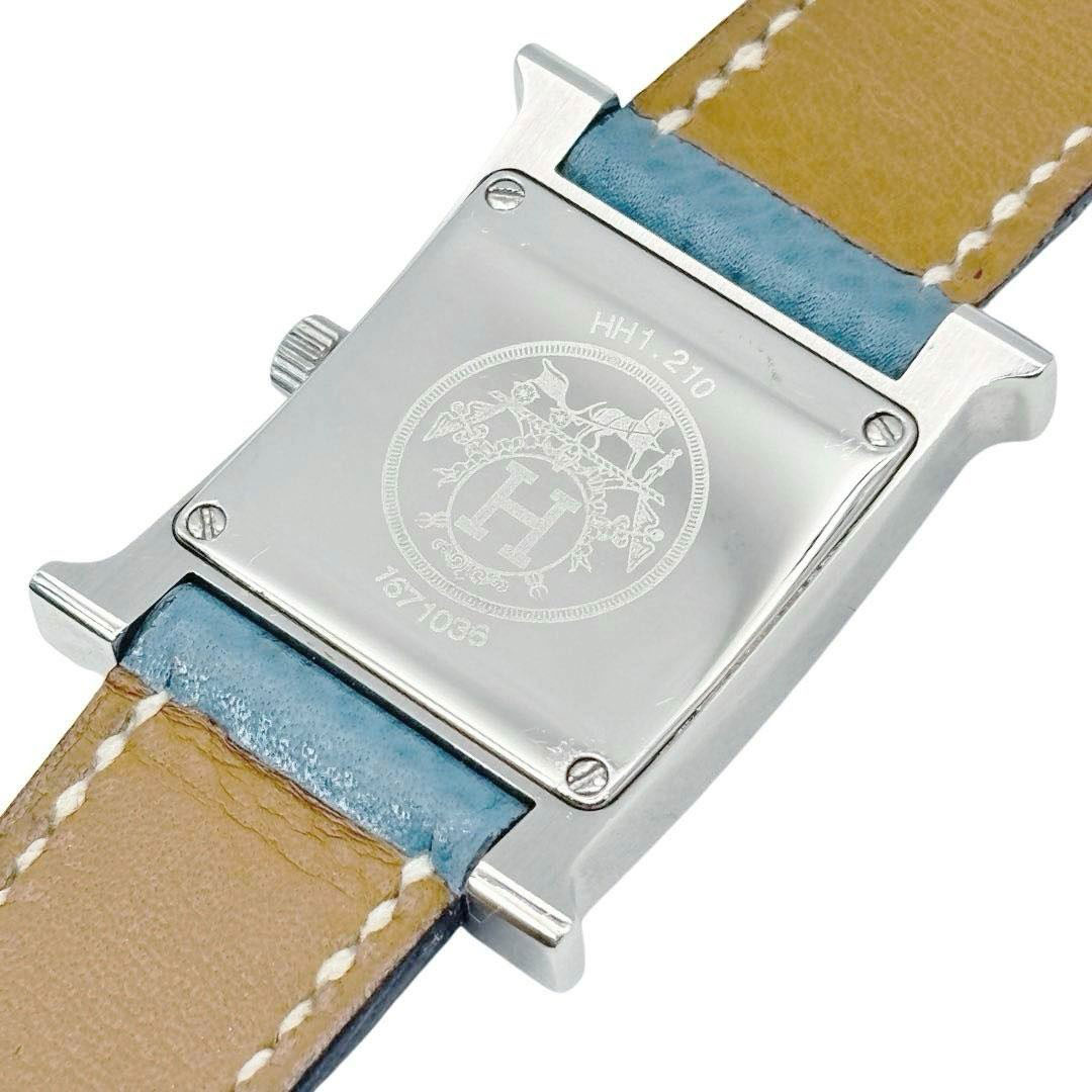 HERMES エルメス レディース腕時計 Hウォッチ QZ SS/革 シルバー/ブルージーン 青文字盤 HH1.210 □E刻印