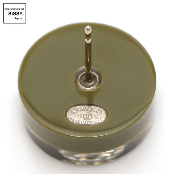 ■シャネル■ ココマーク ピアス カーキ ブラック ホワイト シルバー 17C 【CHANEL】