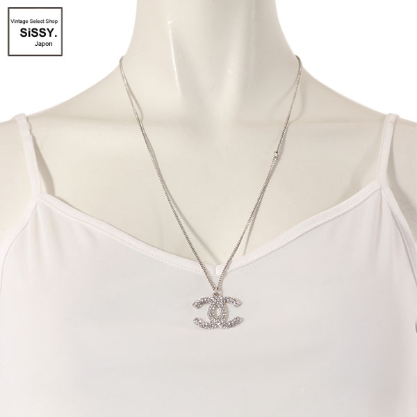 ■シャネル■ ココマーク ネックレス ラインストーン シルバー B18S 【CHANEL】