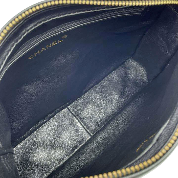 CHANEL シャネル チェーンショルダーバッグ フリンジ ココマーク ラムスキン ブラック ゴールド金具 0番台