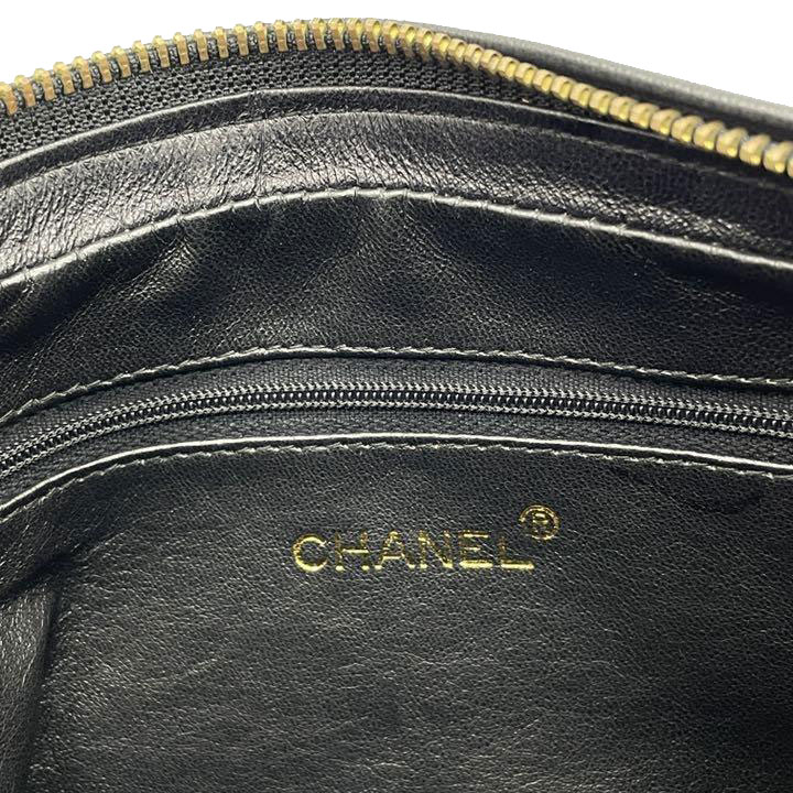 CHANEL シャネル チェーンショルダーバッグ フリンジ ココマーク ラムスキン ブラック ゴールド金具 0番台