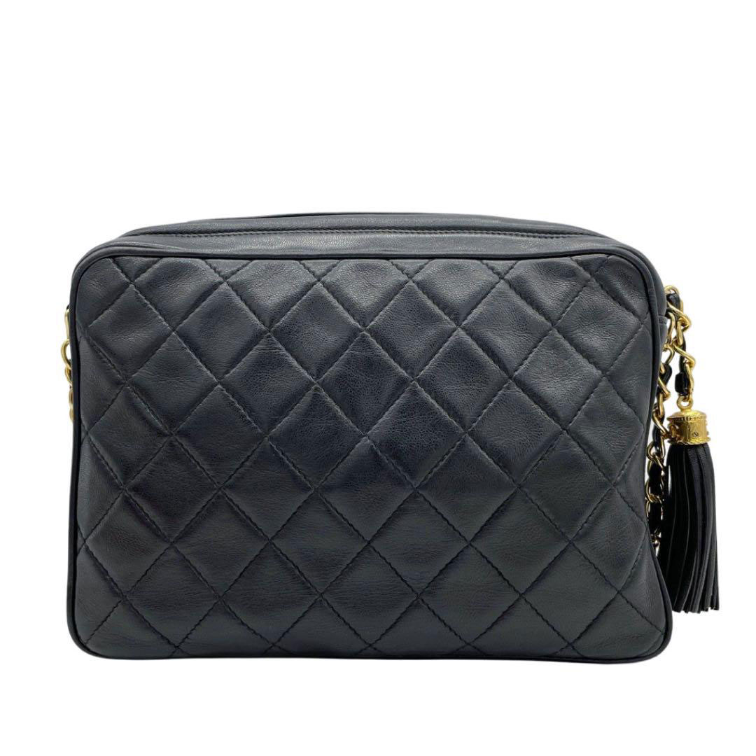 CHANEL シャネル チェーンショルダーバッグ フリンジ ココマーク ラムスキン ブラック ゴールド金具 0番台